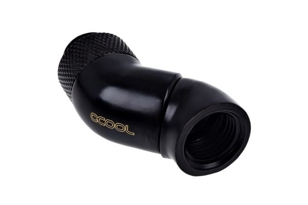 Alphacool Eiszapfen Connector Series Double 45° Angle Adapter - Vinklet armaturadapter for væskekjølesystem - mørkesvart