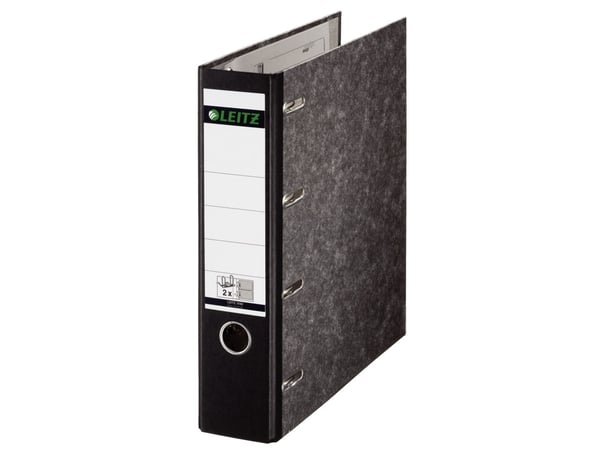 Leitz 180° - Hevarmbuefil - bokryggbredde: 75 mm - for A5 (148 x 210 mm) - kapasitet: 1000 ark - landskap - marmorsvart