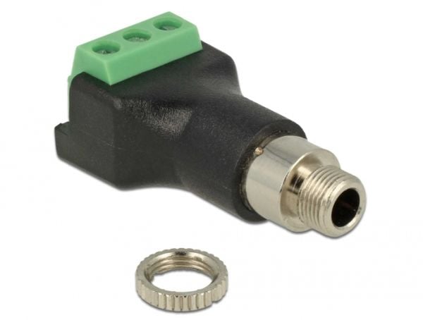 DeLOCK 65878, 3 pin, 3.5 mm, Musta, Vihreä, Ruostumaton teräs