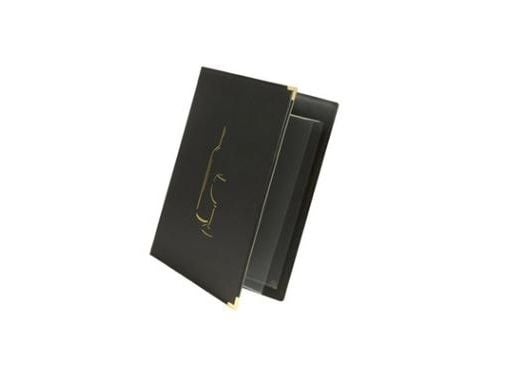 Menu Kortholder Vin A4 Securit viser 4 A4 sider Læderomslag Sort,10 stk/krt