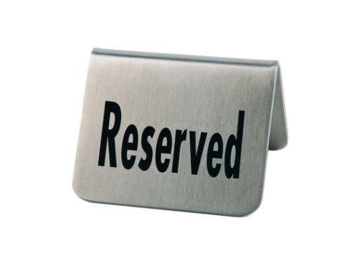 Bordskilt RESERVED Rustfri stål/Sort skrift,2 stk/pk