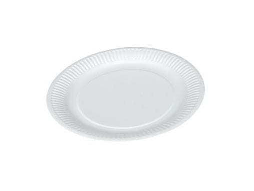 Paptallerken Catersource Ø23cm Bionedbrydelig Hvid Kraftig,10 pk x 100 stk/krt
