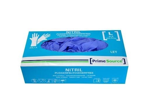 Handske Engangs Prime Source LET str L uden Pudder Nitril AQL 1.5 Blå,200 stk/pk Blå,200 stk/pk