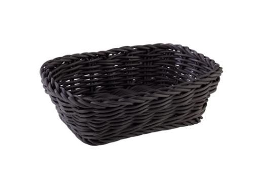 Brödkorg 19x13x6 cm rektangulär kraftig flätad PP svart (st.)