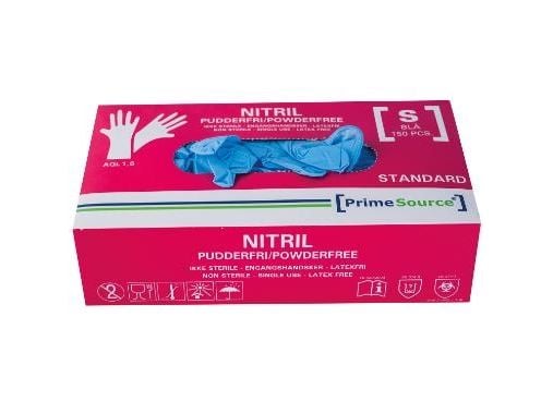 Engangshandske Prime Source STANDARD str. S uden Pudder Nitril AQL 1.5 blå - (150 stk.)