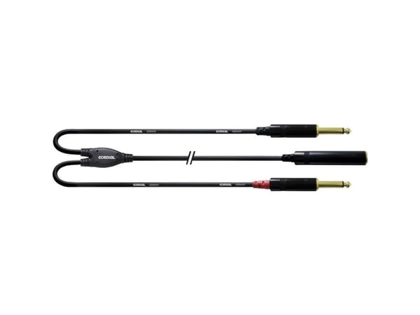 Cordial CFY 0.3 KPP, 2 x 6.35mm, Hankjønn, 6.35mm, Hunkjønn, 0,3 m, Sort