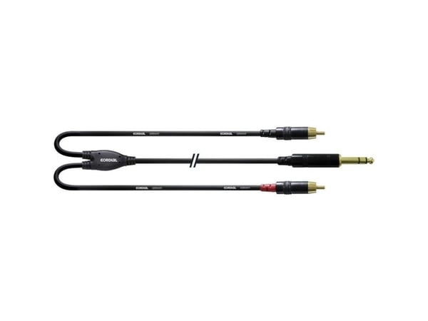 Cordial CFY 3 VCC audio Y-adapter [1x jack 6,3 mm - 2x cinch] 3,00 m svart