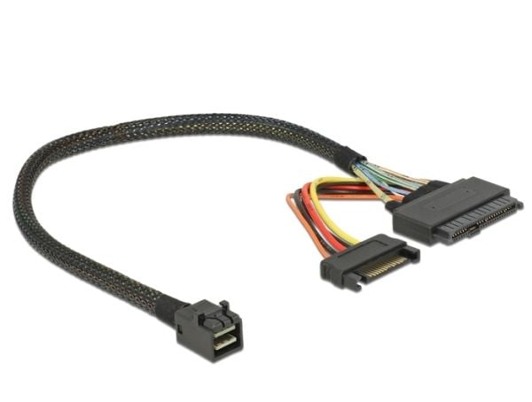 Delock - SAS intern kabel - SFF-8643 (hann) til SATA-strøm, U.2 (SFF-8639) - 30 cm - svart