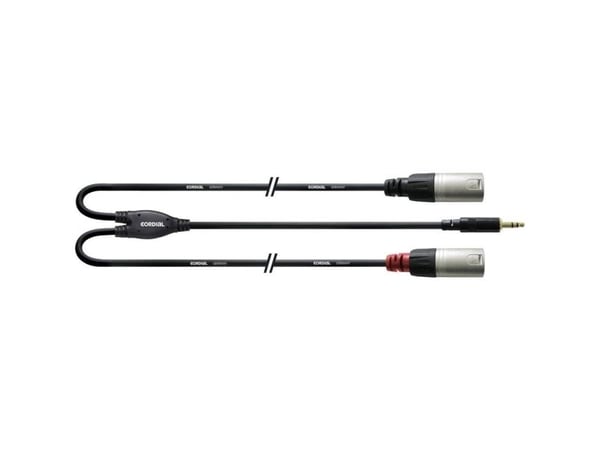 Cordial CFY 3 WMM-LONG, 3.5mm, Hankjønn, 2 x XLR (3-pin), Hankjønn, 3 m, Sort, Sølv