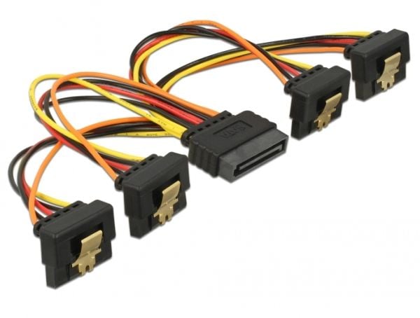 DeLOCK 60166, 4 x SATA 15-pinninen, SATA 15-pinninen, 0,15 m, Uros, Naaras, Kulta