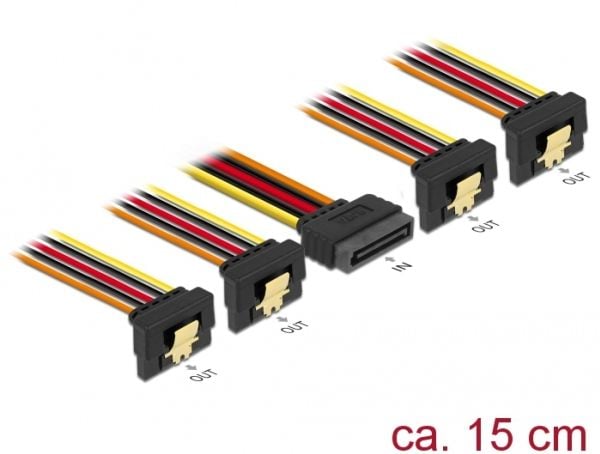 DeLOCK 60166, 4 x SATA 15-pinninen, SATA 15-pinninen, 0,15 m, Uros, Naaras, Kulta