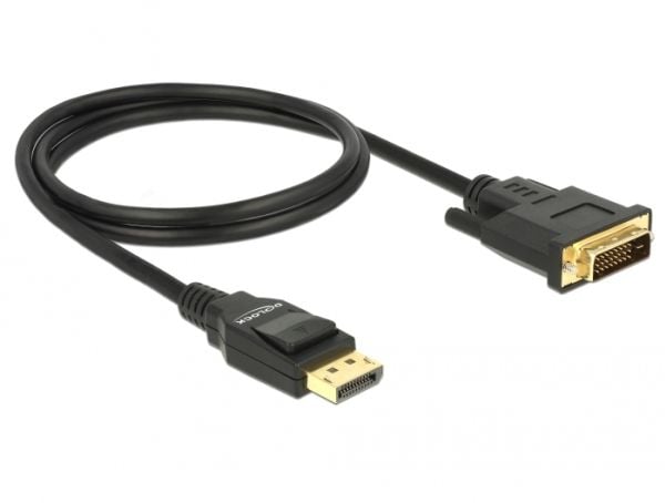 Delock - Adapterkabel - enkeltlenke - DisplayPort (hann) til DVI-D (hann) - DisplayPort 1.2a - 1 m - passiv - svart