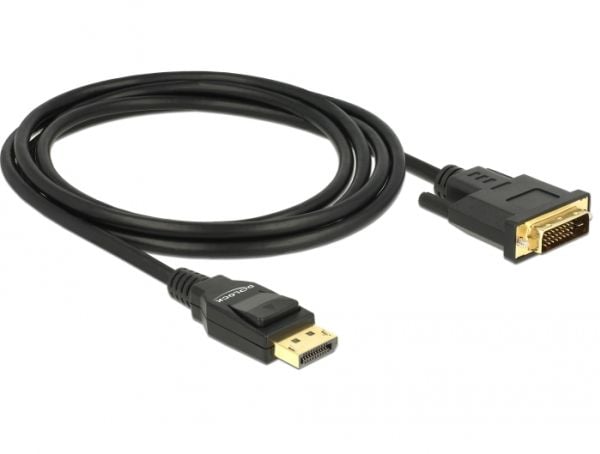 Delock - Adapterkabel - enkeltlenke - DisplayPort (hann) til DVI-D (hann) - DisplayPort 1.2a - 2 m - passiv - svart