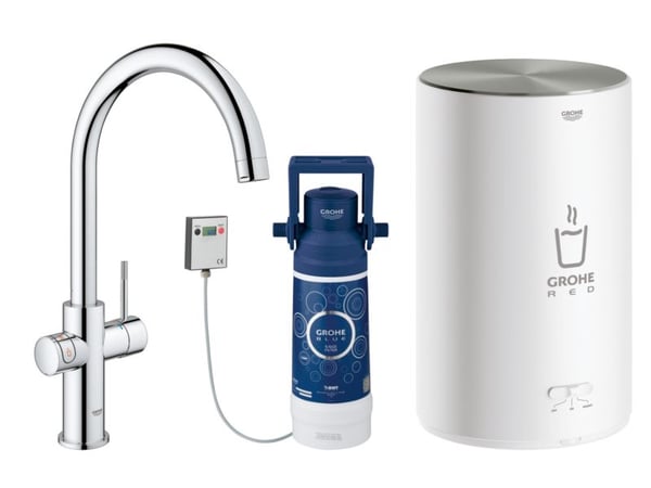 GROHE Red Duo, Standard, Kromfarget, Kran-håndtak, Single/enkelt, Type C, Keramisk