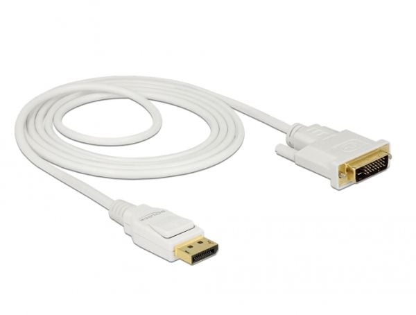 Delock - Adapterkabel - enkeltlenke - DisplayPort (hann) til DVI-D (hann) - DisplayPort 1.2 - 2 m - passiv - hvit