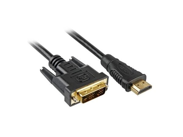 Sharkoon - Sovitinkaapeli - single link - HDMI uros - DVI-D uros - 3 m