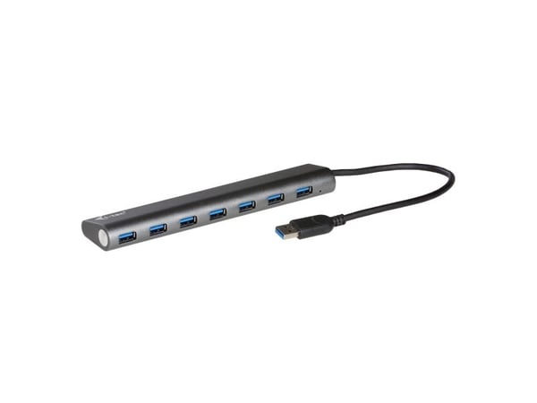 i-tec 3HUB778UK, USB 3.2 Gen 1 (3.1 Gen 1) Type-A, USB 3.2 Gen 1 (3.1 Gen 1) Type-C, 5000 Mbit/s, Sølv, Metal, Strøm