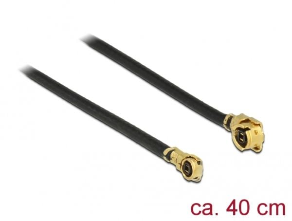 Delock - Antennekabel - MHF/U.FL plugg vinklet til MHF4/HSC plugg vinklet - 40 cm - koaksial - svart