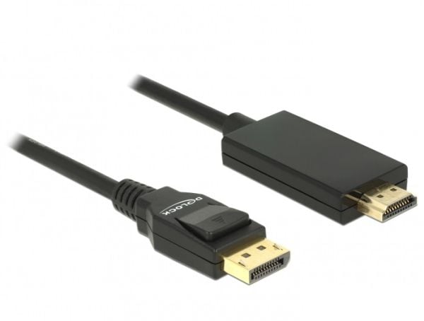 Delock - Adapterkabel - DisplayPort hann til HDMI hann - 1 m - tredobbeltskjermet snodd ledningspar - svart - passiv