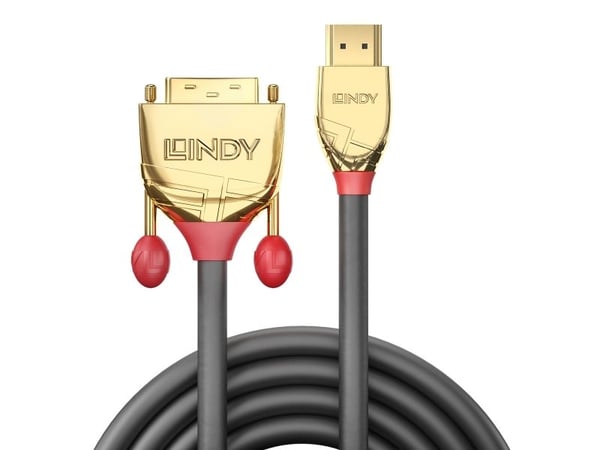 Lindy 36196, HDMI Type A (Standard), DVI-D, Hankjønn, Hankjønn, Gull, 1920 x 1200 piksler