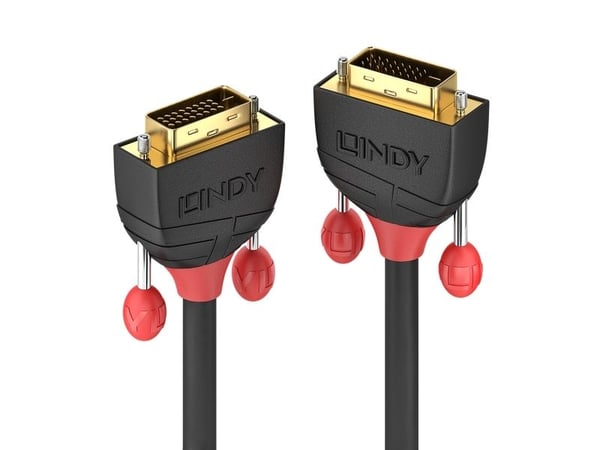 Lindy 36251, 1 m, DVI-D, DVI-D, Hankjønn, Hankjønn, Sort, Rød