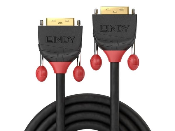 Lindy 36251, 1 m, DVI-D, DVI-D, Hankjønn, Hankjønn, Sort, Rød