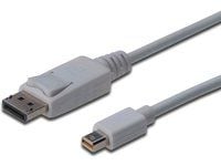Digitus AK-340102-030-W, 3 m, Mini DisplayPort, DisplayPort, Valkoinen, Nikkeli, 1.1a