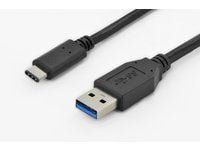 DIGITUS DK-300136-010-S - USB-kaapeli - USB-C (uros) - USB Type A (uros) - USB 3.0 - 1.0 - valettu - musta - valettu - musta