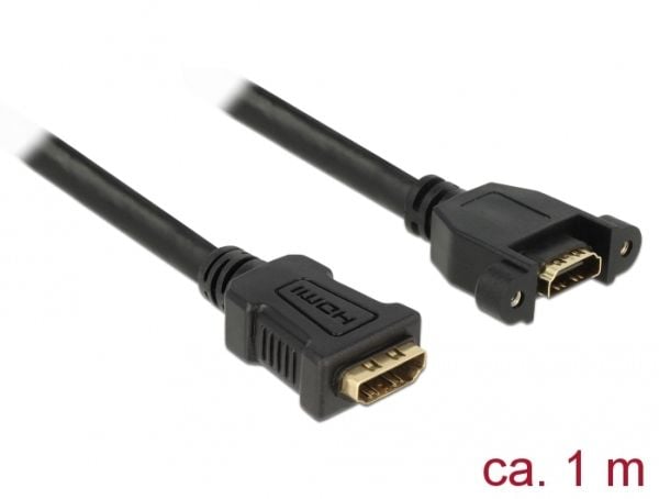 DeLOCK - HDMI med Ethernet-kabel - HDMI (W) til HDMI (W) skrubar - 1,0 m - Sort - 4K-støtte (85466)