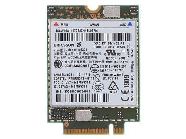 Ericsson N5321 - Trådløs mobilmodem - 3G - M.2 Card - 21 Mbps - for ThinkPad 10 (1st Gen); 10 (2nd Gen); T440; T450; T540; W54X; W550; X250