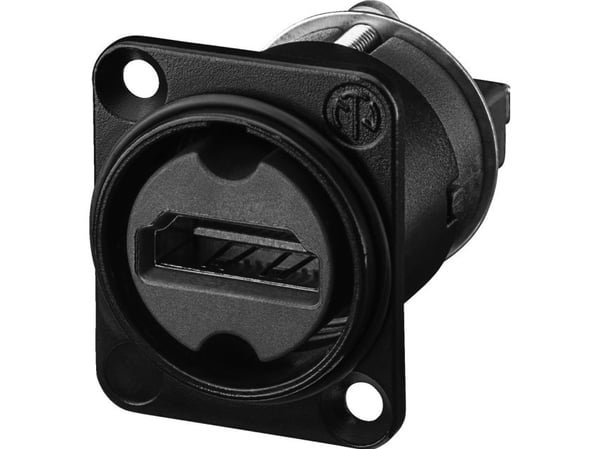 Neutrik NAHDMI-W-B, HDMI 1.4, Musta, Messinki, Kromi, Polybutyleenitereftalaatti (PBT), Sinkittyä terästä, IP65, UL 94 V-0, 31 mm
