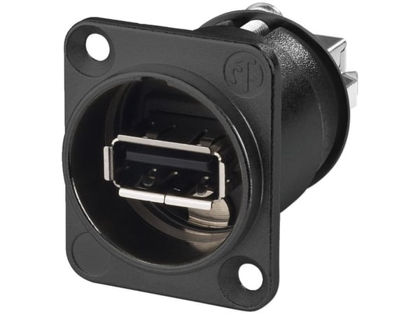 Neutrik NAUSB-B, USB A (F), USB B (M), Musta, Hopea