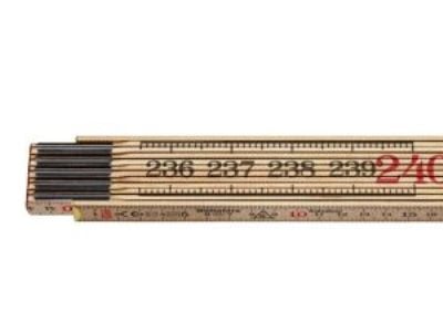 Tommestok 2,4m 12 led træ - 59-2.4-12, Hultafors 100304 med mm graduering