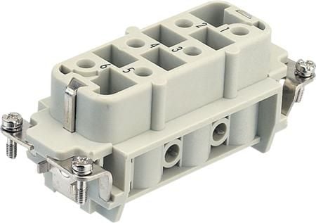 HARTING Han® 6 + maadoitus HSB-liitin, insertti tyyppi 16Bhunstikruuviliitin max 6mm2, 35A6napainen