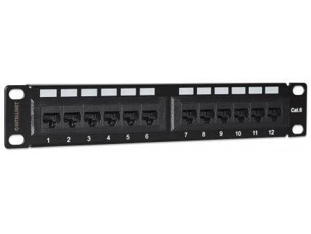 Intellinet 720748, RJ-45, U/UTP (UTP), Rackmontering, 1U, Svart, UL