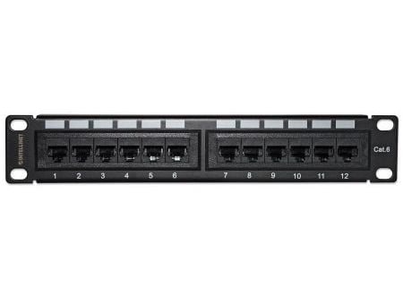 Intellinet 720748, RJ-45, U/UTP (UTP), Rackmontering, 1U, Svart, UL