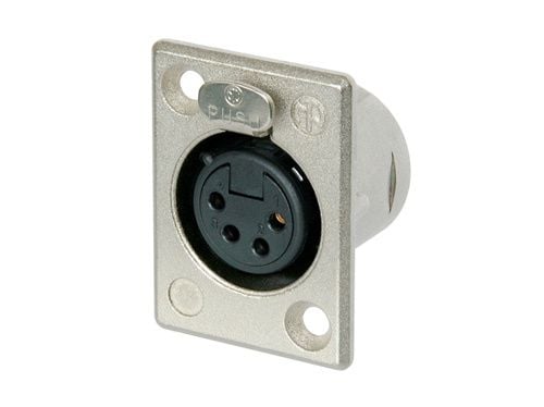 Neutrik NTR-NC4FP1, XLR, Sort, Sølv, Messing, Nickel, Polyamid, Stål, Zink-stål, Nickel, UL 94 HB, IEC 61076-2-103, IP 40, IEC 68-2-20, 27 mm