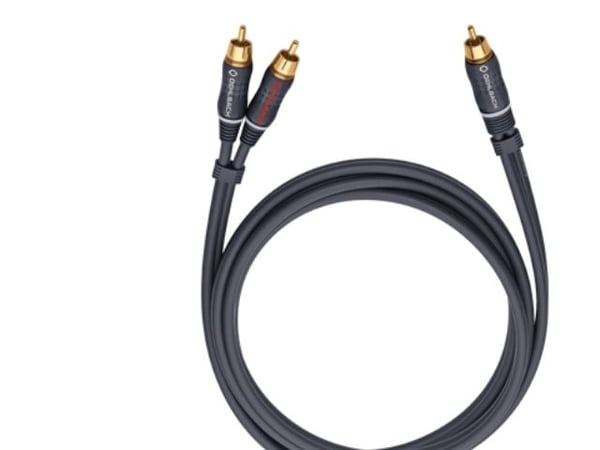 OEHLBACH BOOOM!, RCA, Hankjønn, 2 x RCA, Hankjønn, 2 m, Antrasitt