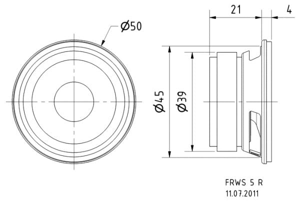 Visaton VS-FRWS5R/8, Koblet med ledninger (ikke trådløs), 4 W, 150 - 20000 Hz, 8 O, Sort