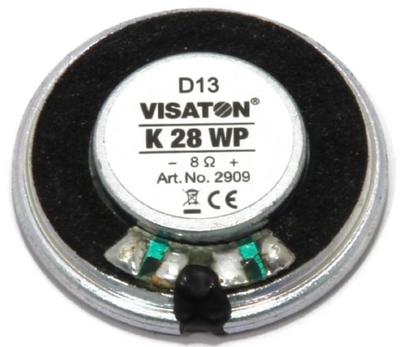 Visaton K 28 WP, Full rekkevidde, 1 W, Rund, 8 O, 300 - 20000 Hz, 75 dB