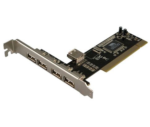 LogiLink USB 2.0 PCI Kart, 4 + 1 port, VIA Chipsatz med ?berspannungsbeskyttelse, 32 Bit 33 Mhz PCI Bus, 4 x USB-A (PC0028)