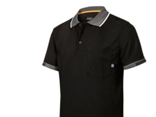 Snickers poloshirt str. L - sort m/ribkrave og brystlomme - 2724