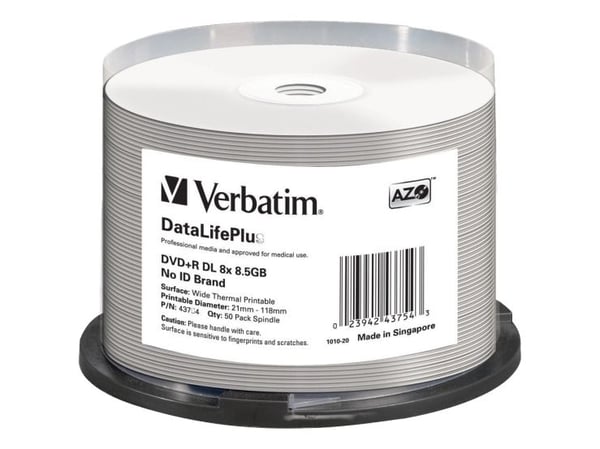 Verbatim DataLifePlus Professional - 50 x DVD+R DL - 8.5 GB 8x - bred termoskriveoverflate - spindel