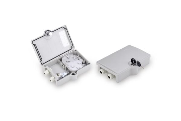 Outdoor FTTH Box. IP65 for 2x SC/SX adapters or 2x