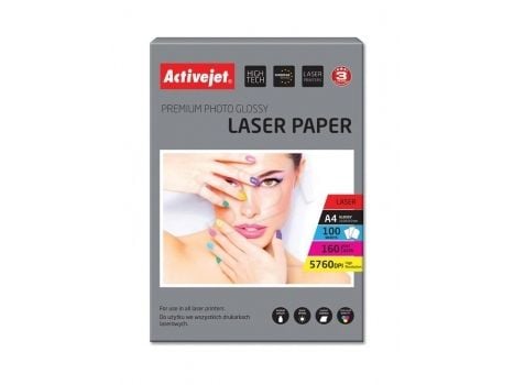 Activejet AP4-160G100L, Gloss, 160 g/m², Laser, A4, 21x29.7 cm, Hvit