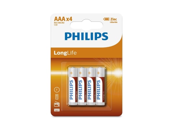 Philips LongLife R03L4B - Batteri 4 x AAA - Kolzink