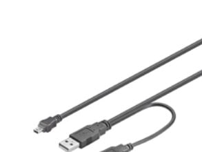 Goobay USB 2.0-kabel, 0,6 m, 0,6 m, 2 x USB A, Mini-USB B, Hanstik/Hanstik, Sort