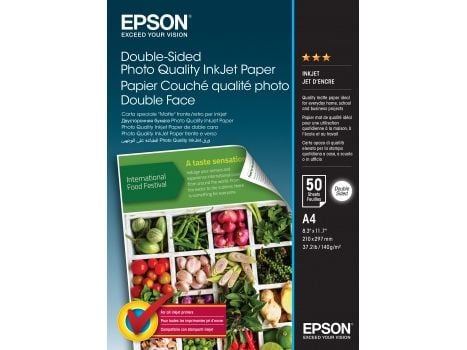 Epson Double-Sided Photo Quality Inkjet Paper - Matt - A4 (210 x 297 mm) - 140 g/m² - 50 ark fotopapir - for EcoTank ET-2650, 2750, 2751, 4750; Wor...