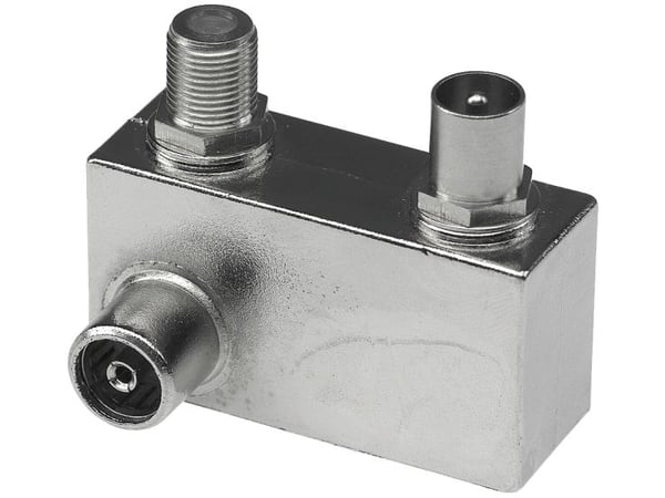 Axing TZU 21-65, Kabelfordeler/-kombinaattori, 5 - 1006 Mhz, Sølv, metalli, Hanstik/Hunstik, A