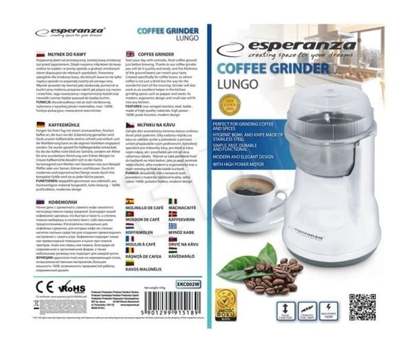 Esperanza LUNGO - Kaffekvern - 160 W - hvit